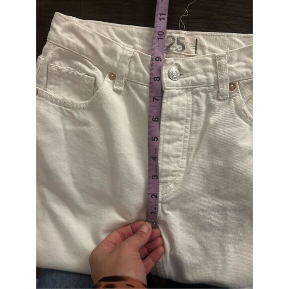 We The Free White Maggie Jeans Size 25 100% Cotton Cropped Bootcut Classic - Picture 10 of 11